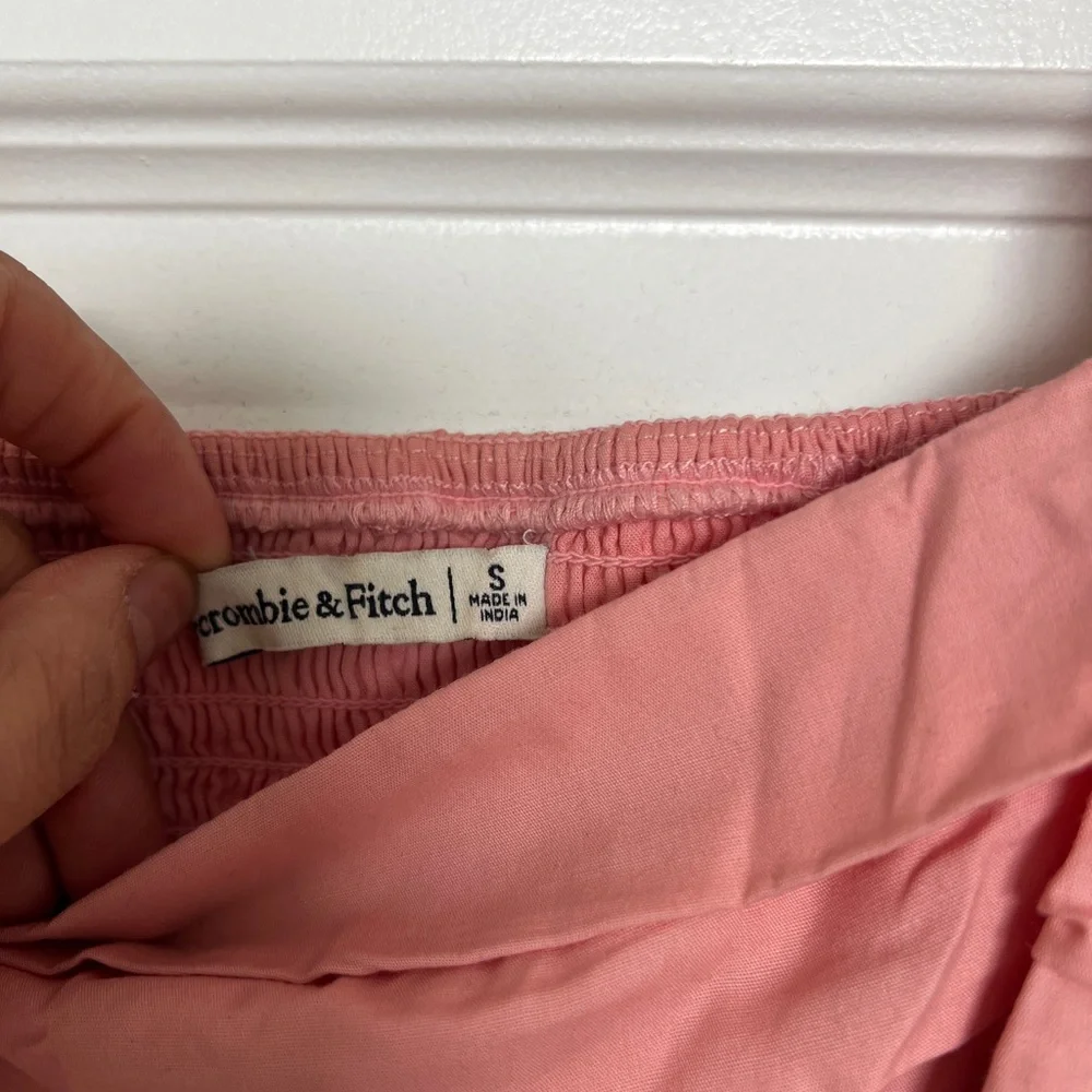 Abercrombie & Fitch Dusty Rose Maxi Dress with Puff Sleeves